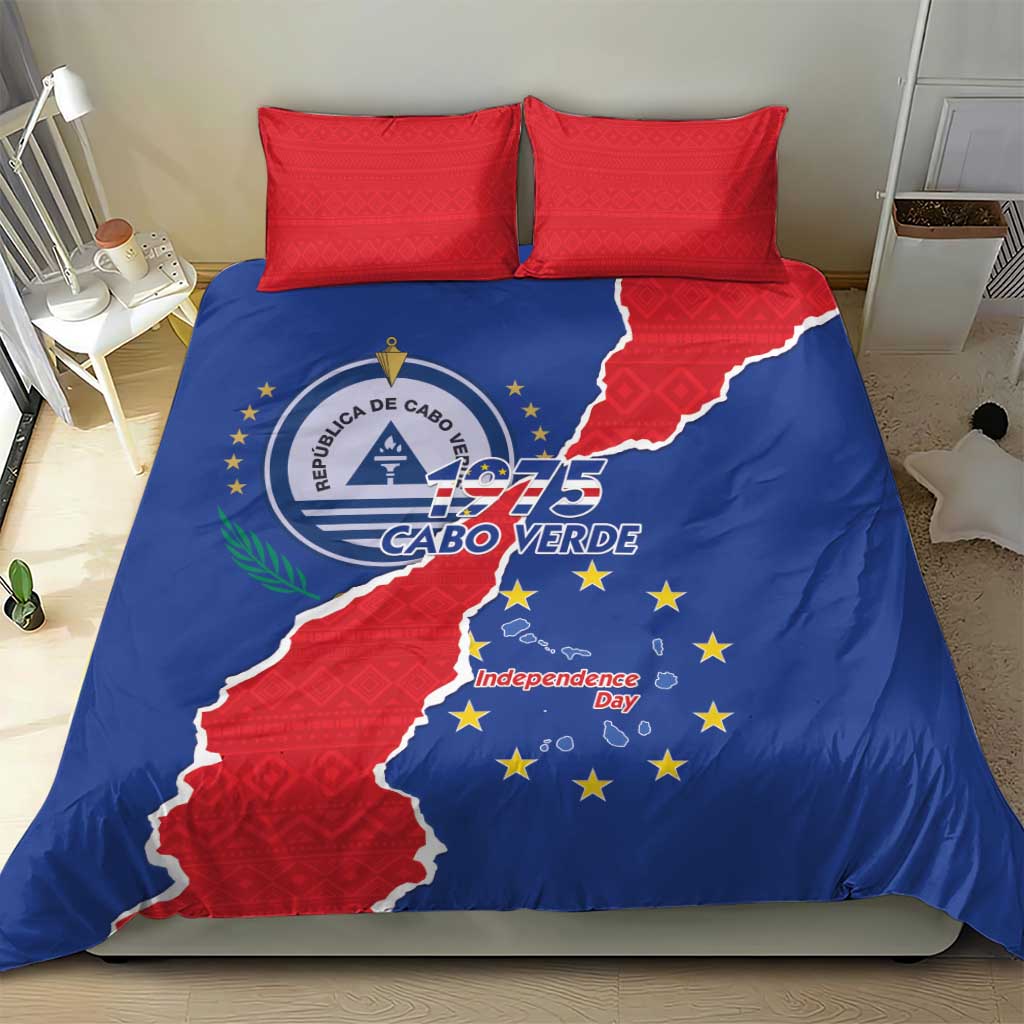 Happy Cape Verde Independence Day Bedding Set Coat Of Arms With Map
