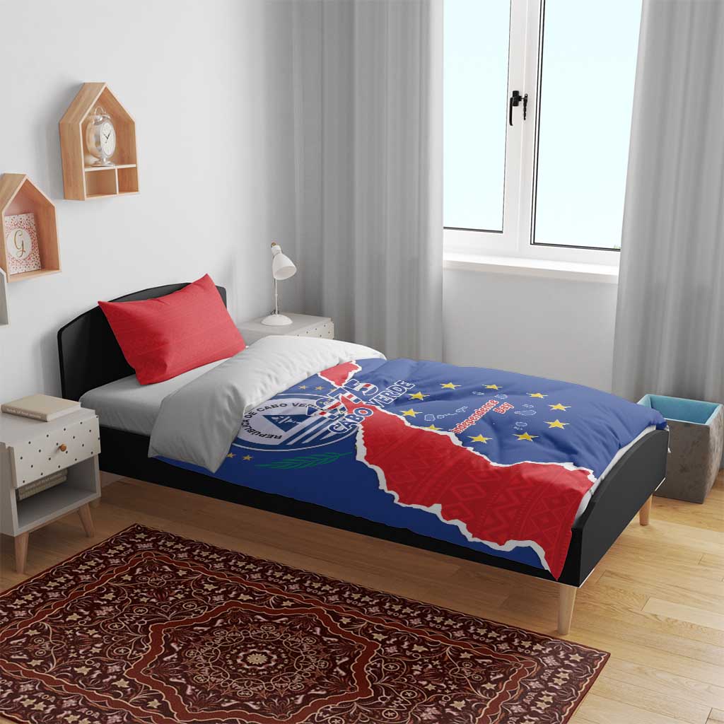 Happy Cape Verde Independence Day Bedding Set Coat Of Arms With Map