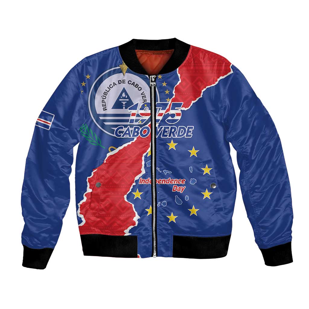 Happy Cape Verde Independence Day Bomber Jacket Coat Of Arms With Map