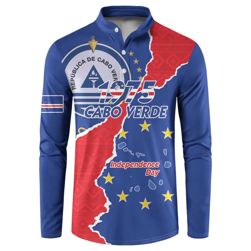 Happy Cape Verde Independence Day Button Sweatshirt Coat Of Arms With Map