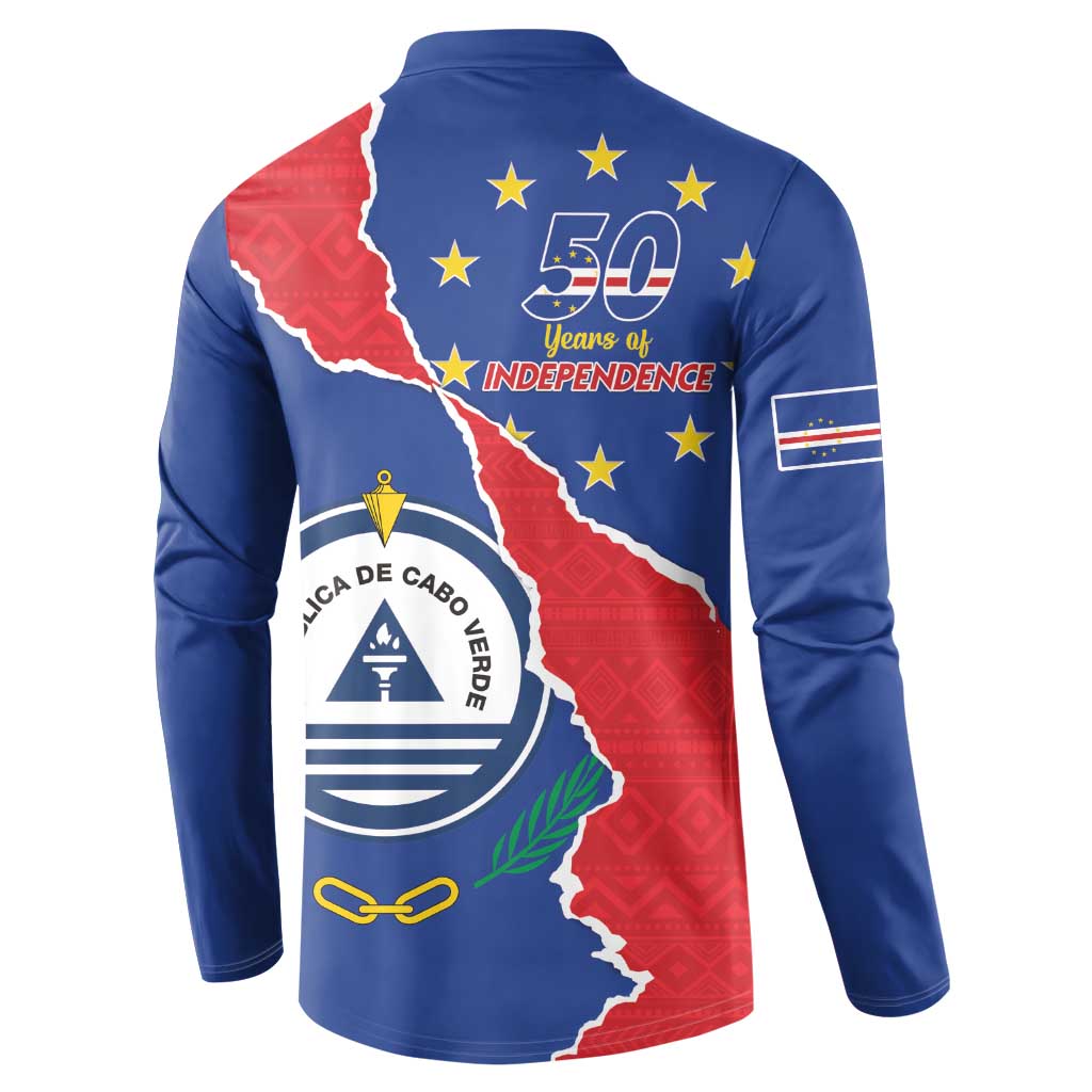 Happy Cape Verde Independence Day Button Sweatshirt Coat Of Arms With Map