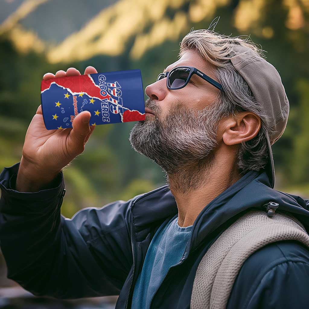 Happy Cape Verde Independence Day 4 in 1 Can Cooler Tumbler Coat Of Arms With Map