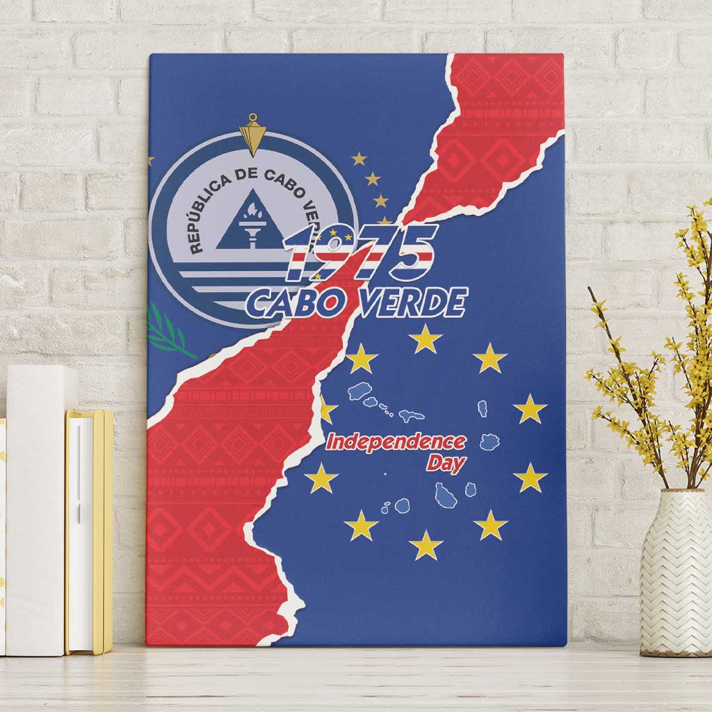Happy Cape Verde Independence Day Canvas Wall Art Coat Of Arms With Map
