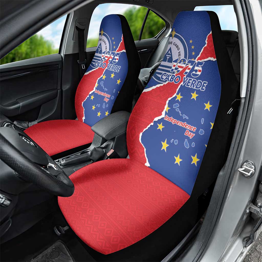 Happy Cape Verde Independence Day Car Seat Cover Coat Of Arms With Map