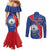 Happy Cape Verde Independence Day Couples Matching Mermaid Dress and Long Sleeve Button Shirt Coat Of Arms With Map
