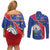 Happy Cape Verde Independence Day Couples Matching Off Shoulder Short Dress and Long Sleeve Button Shirt Coat Of Arms With Map