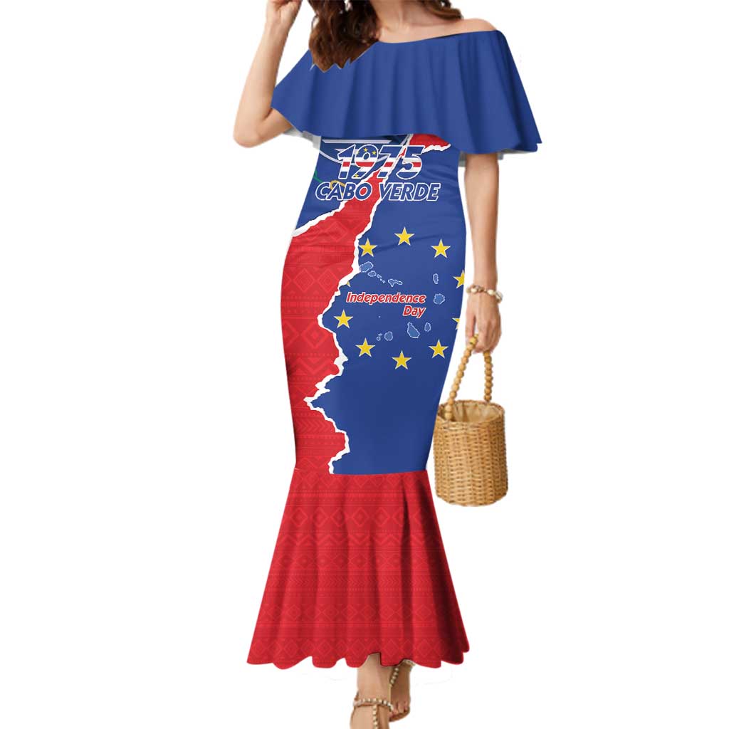 Happy Cape Verde Independence Day Family Matching Mermaid Dress and Hawaiian Shirt Coat Of Arms With Map
