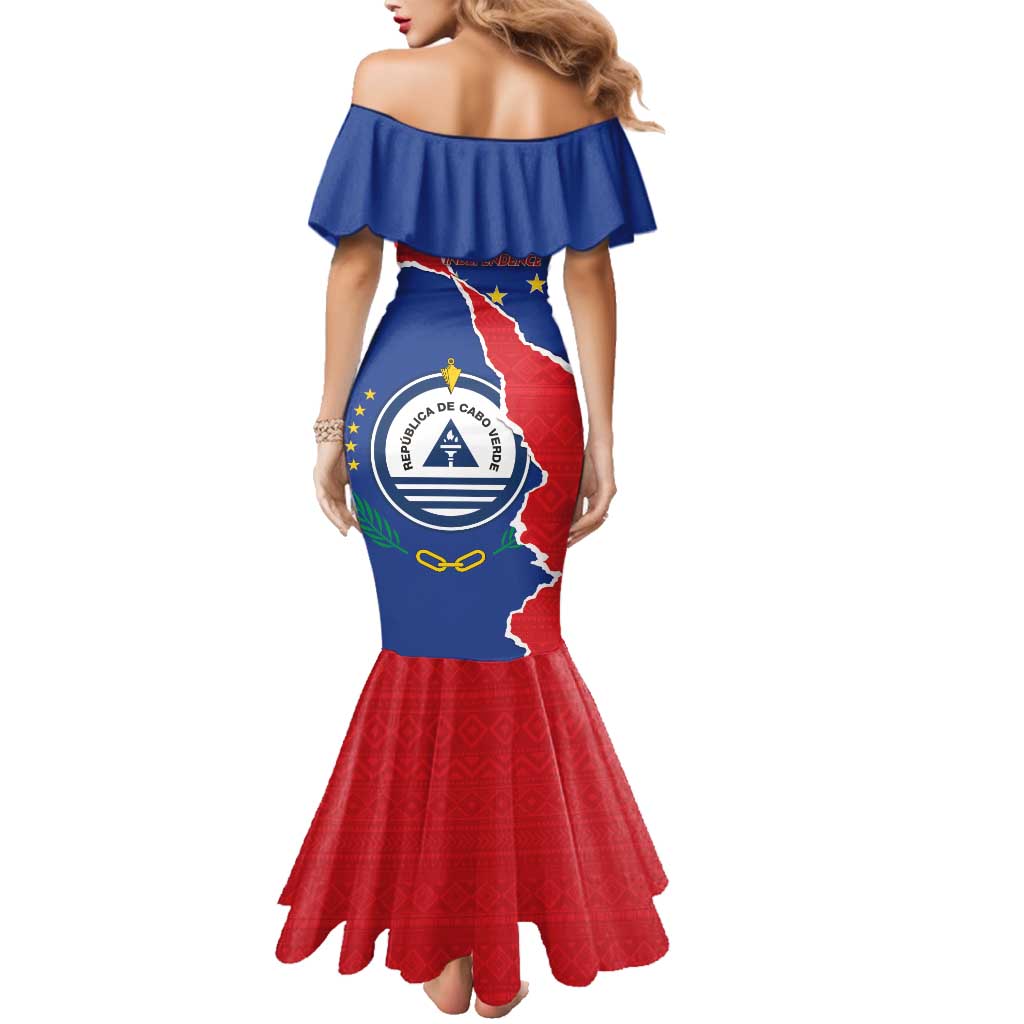 Happy Cape Verde Independence Day Family Matching Mermaid Dress and Hawaiian Shirt Coat Of Arms With Map