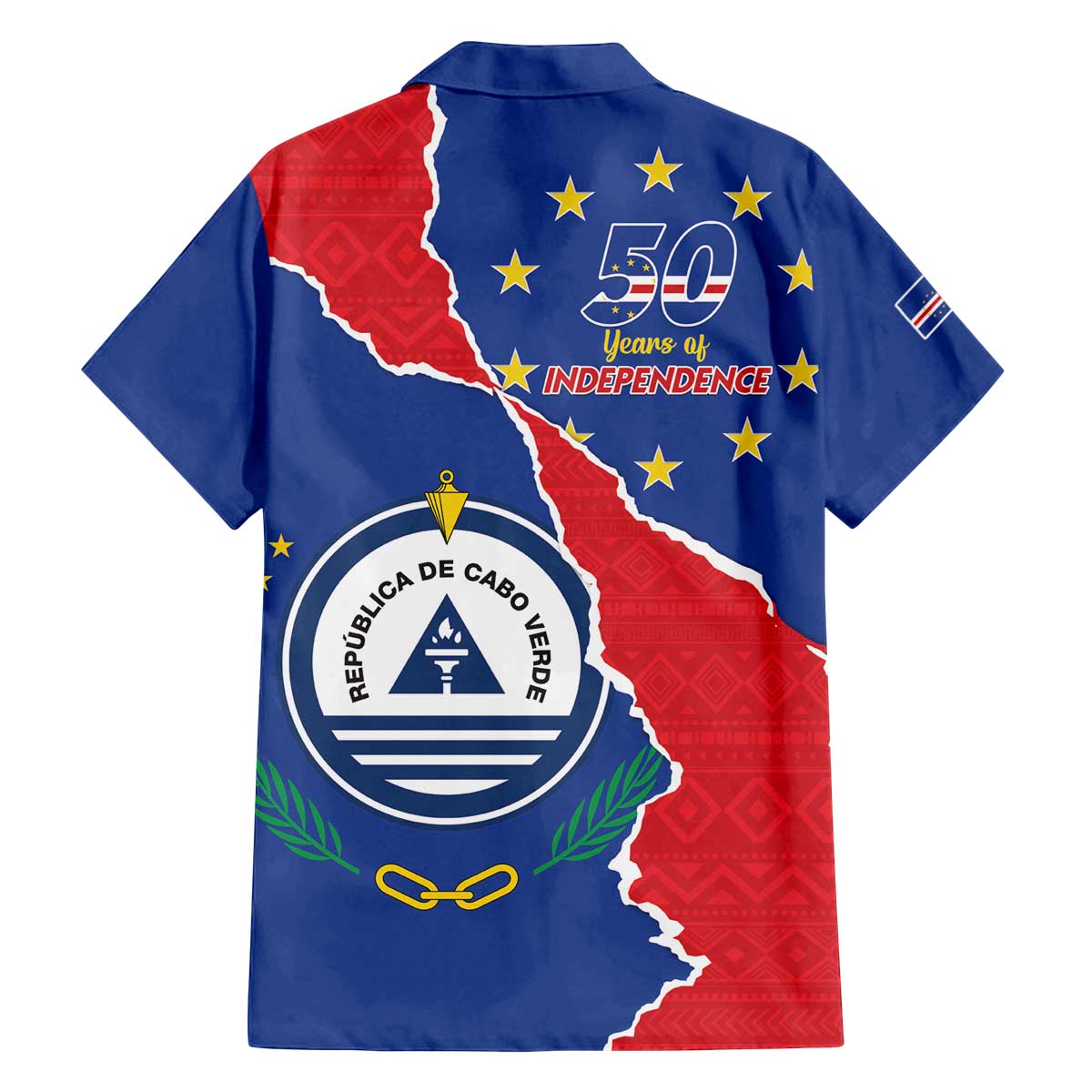 Happy Cape Verde Independence Day Family Matching Off The Shoulder Long Sleeve Dress and Hawaiian Shirt Coat Of Arms With Map