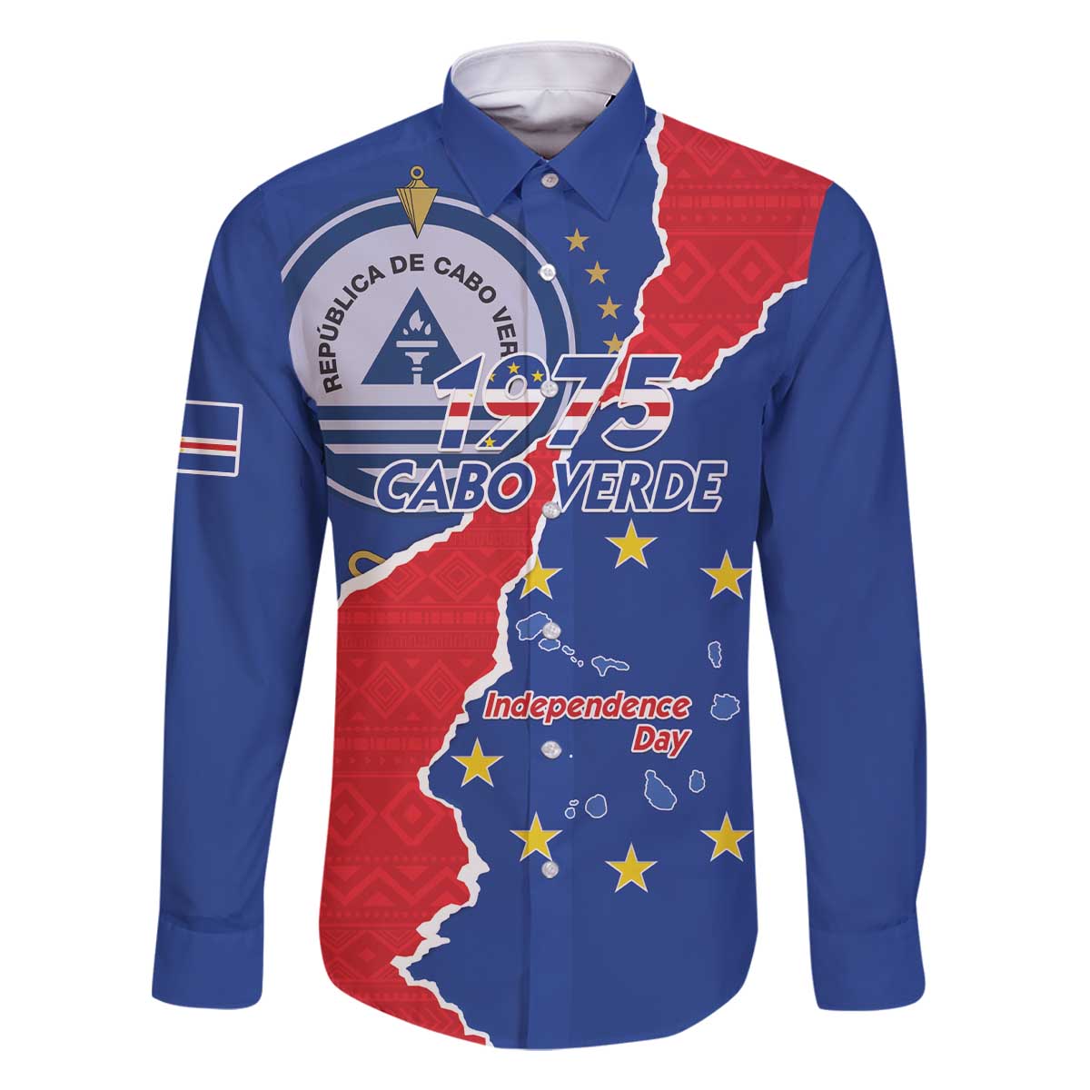 Happy Cape Verde Independence Day Family Matching Off The Shoulder Long Sleeve Dress and Hawaiian Shirt Coat Of Arms With Map
