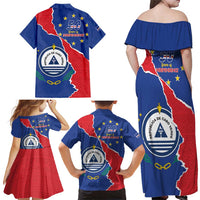 Happy Cape Verde Independence Day Family Matching Off Shoulder Maxi Dress and Hawaiian Shirt Coat Of Arms With Map