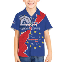 Happy Cape Verde Independence Day Family Matching Off Shoulder Short Dress and Hawaiian Shirt Coat Of Arms With Map