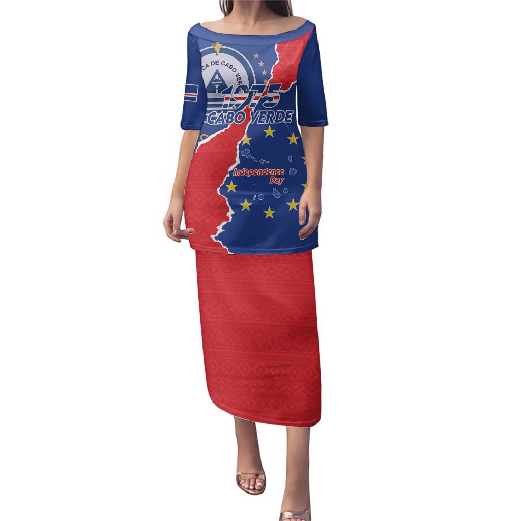 Happy Cape Verde Independence Day Family Matching Puletasi and Hawaiian Shirt Coat Of Arms With Map