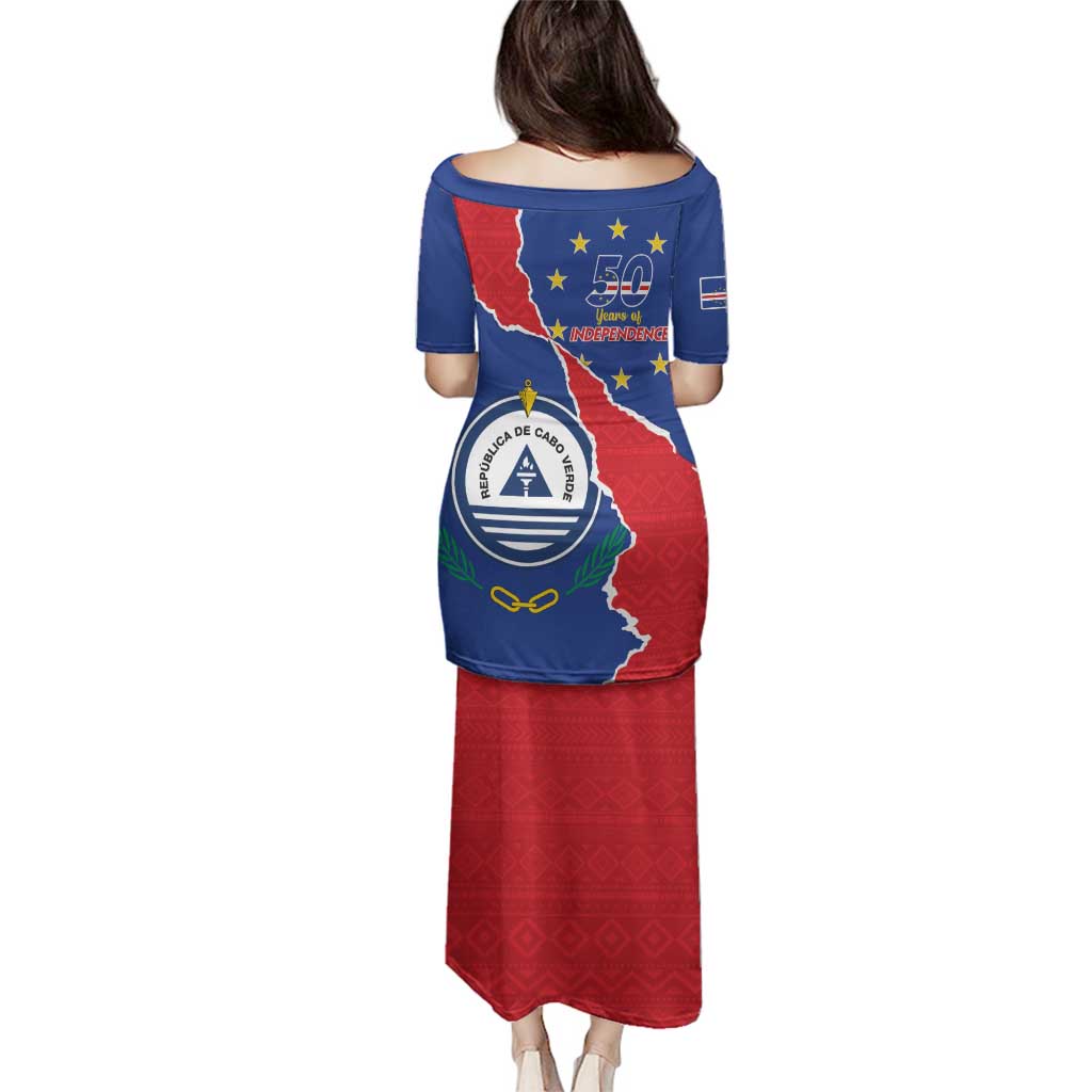 Happy Cape Verde Independence Day Family Matching Puletasi and Hawaiian Shirt Coat Of Arms With Map