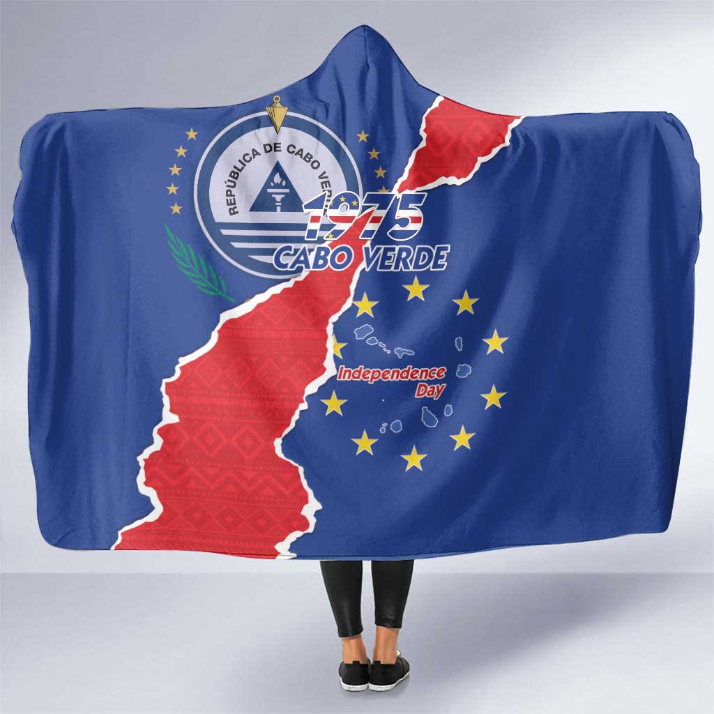 Happy Cape Verde Independence Day Hooded Blanket Coat Of Arms With Map
