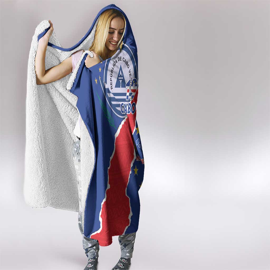 Happy Cape Verde Independence Day Hooded Blanket Coat Of Arms With Map