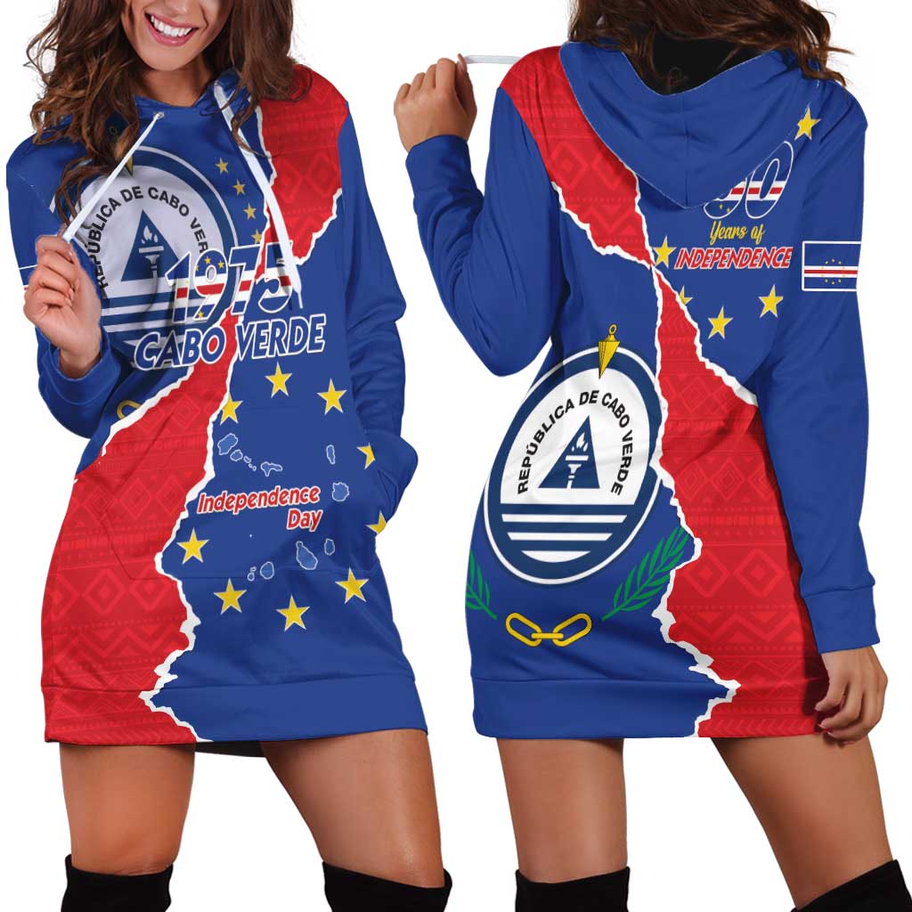 Happy Cape Verde Independence Day Hoodie Dress Coat Of Arms With Map