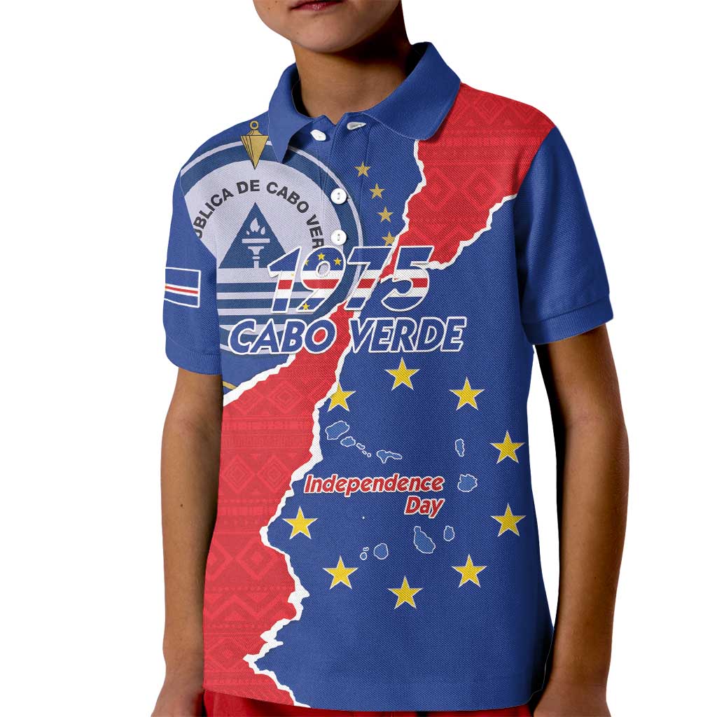 Happy Cape Verde Independence Day Kid Polo Shirt Coat Of Arms With Map
