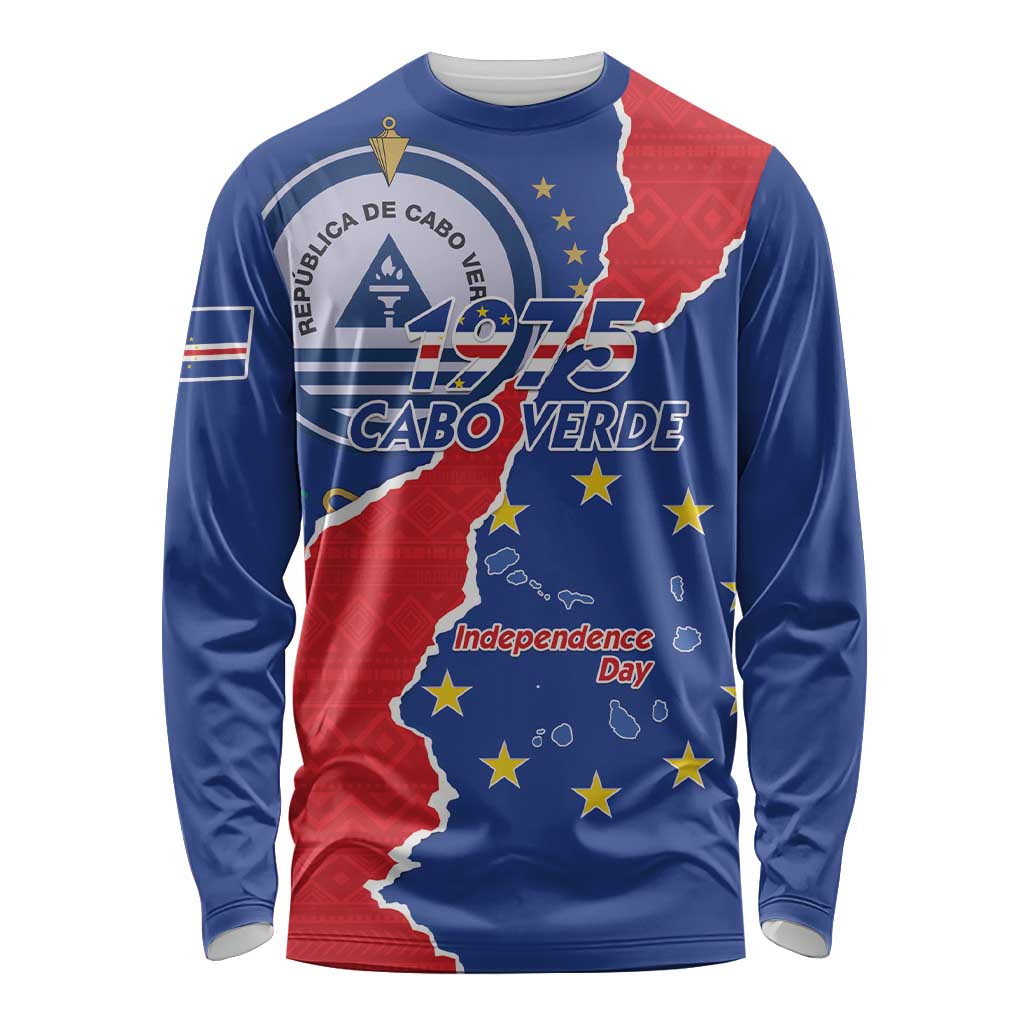 Happy Cape Verde Independence Day Long Sleeve Shirt Coat Of Arms With Map
