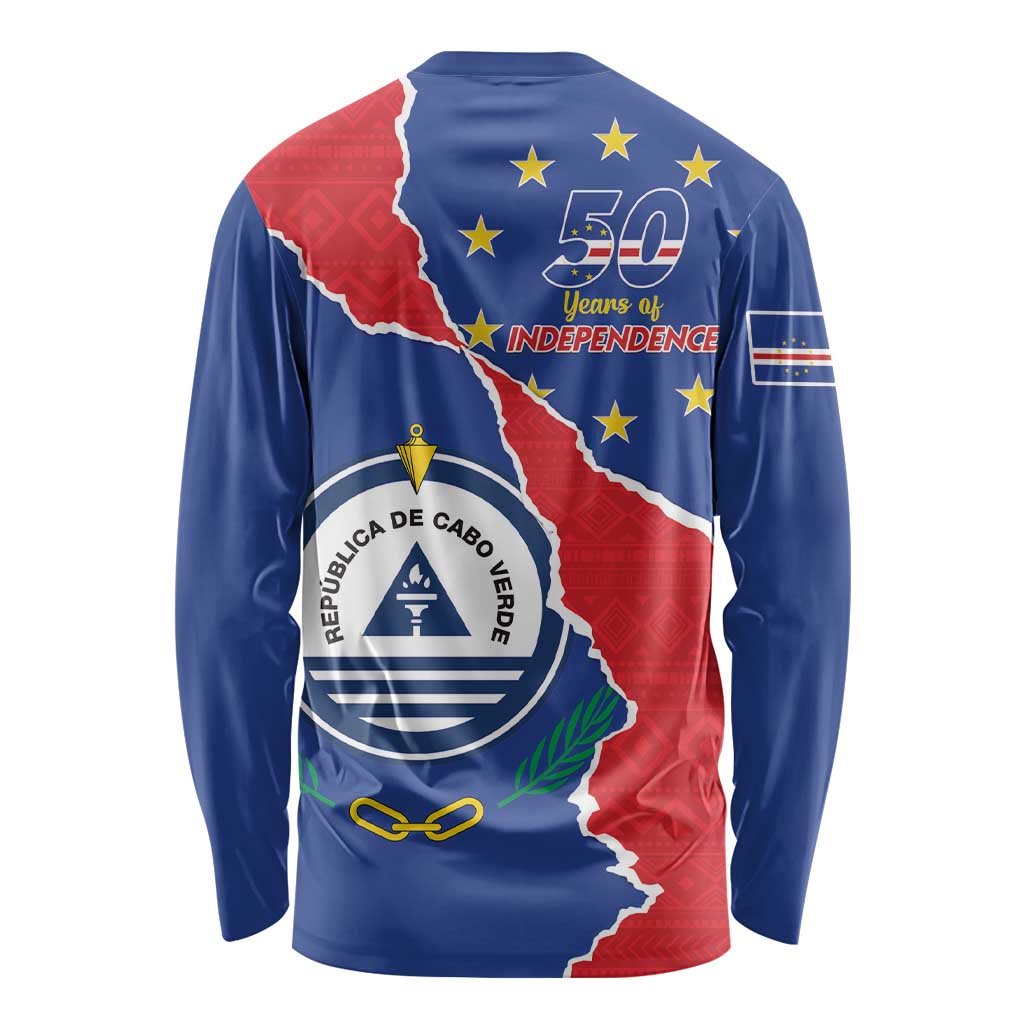 Happy Cape Verde Independence Day Long Sleeve Shirt Coat Of Arms With Map