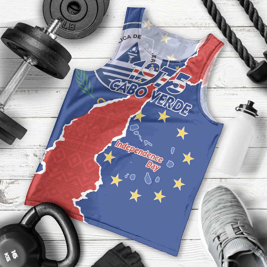 Happy Cape Verde Independence Day Men Tank Top Coat Of Arms With Map