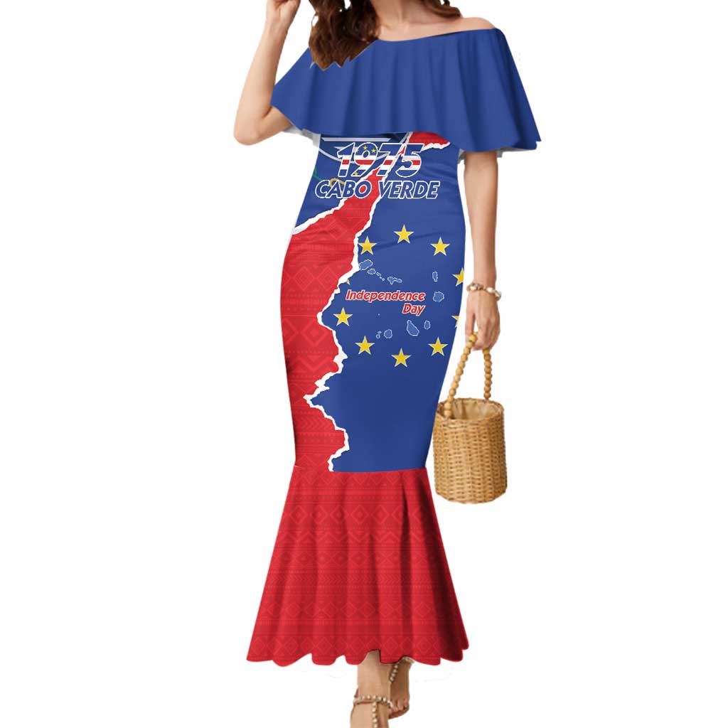 Happy Cape Verde Independence Day Mermaid Dress Coat Of Arms With Map