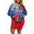 Happy Cape Verde Independence Day Off Shoulder Short Dress Coat Of Arms With Map
