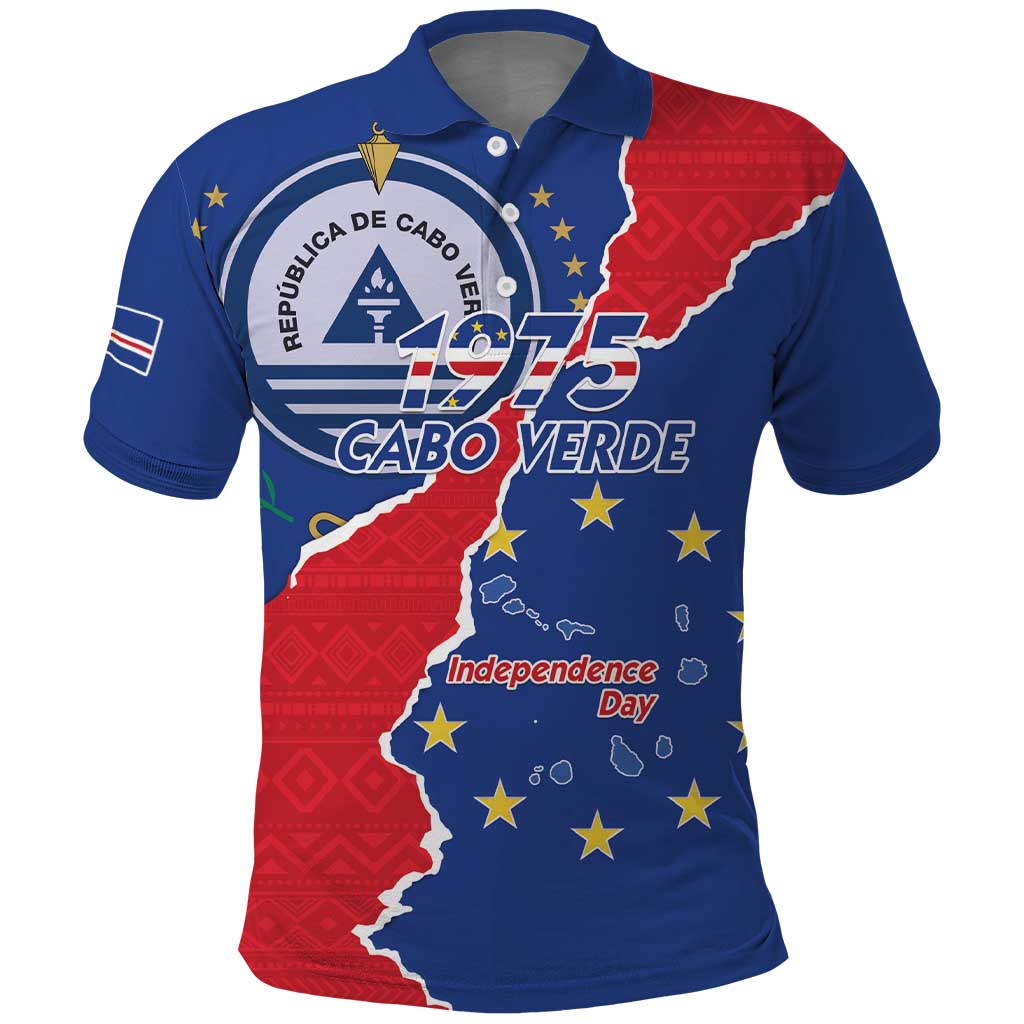 Happy Cape Verde Independence Day Polo Shirt Coat Of Arms With Map