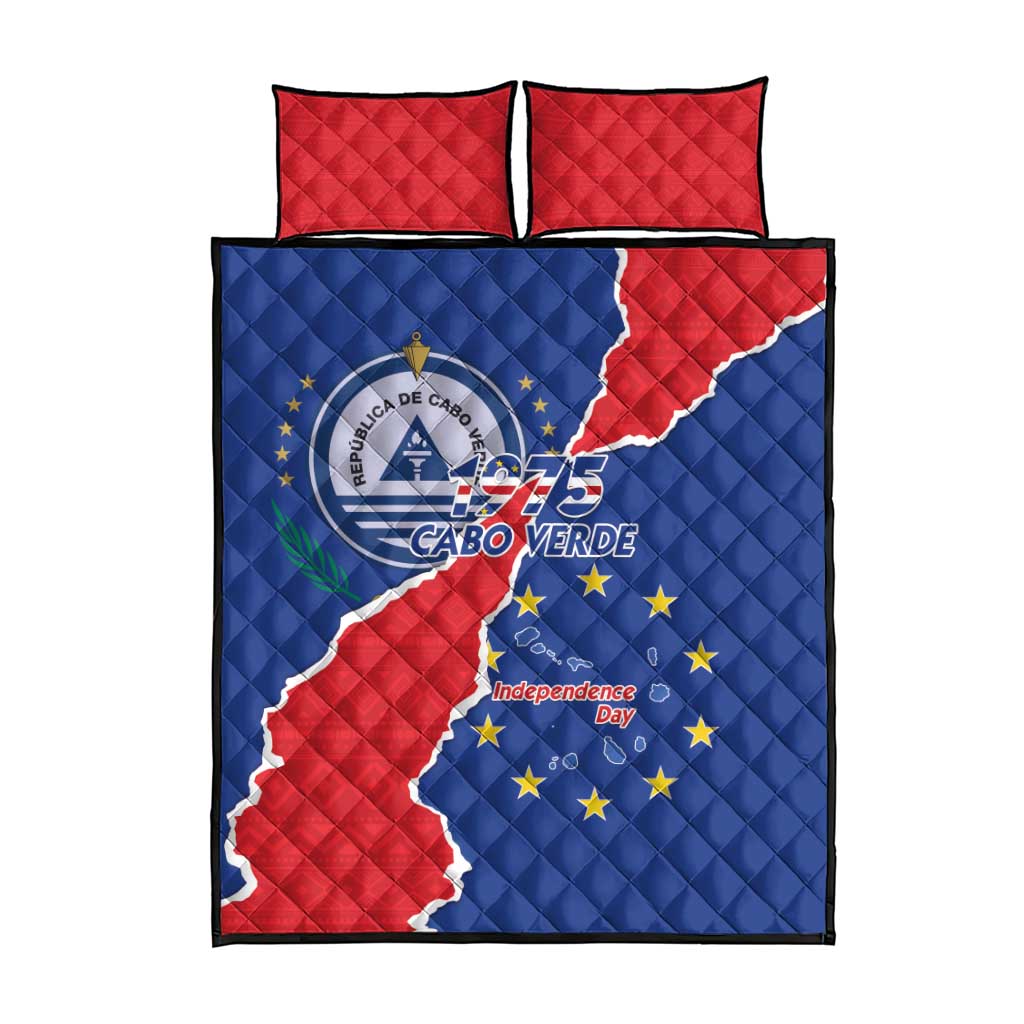 Happy Cape Verde Independence Day Quilt Bed Set Coat Of Arms With Map