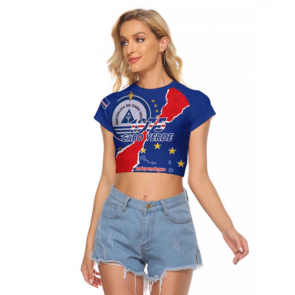 Happy Cape Verde Independence Day Raglan Cropped T Shirt Coat Of Arms With Map