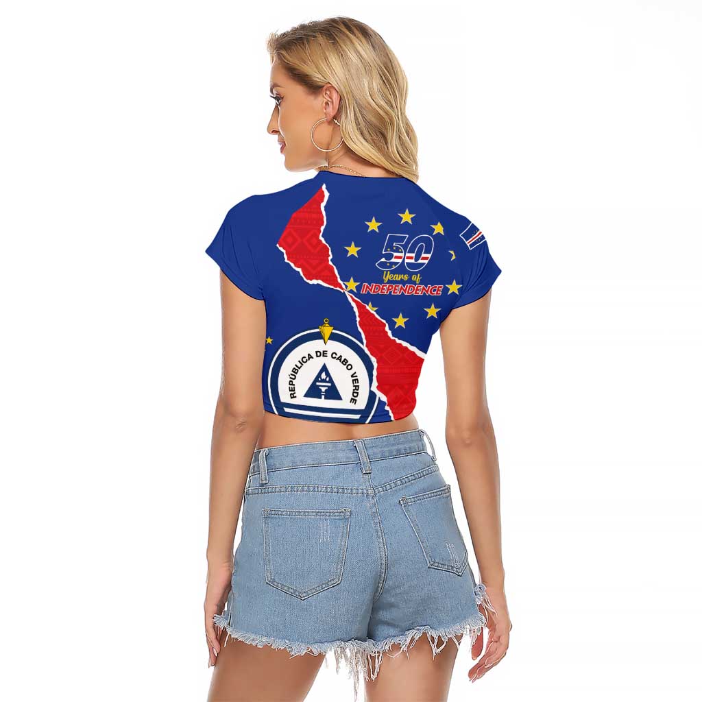 Happy Cape Verde Independence Day Raglan Cropped T Shirt Coat Of Arms With Map
