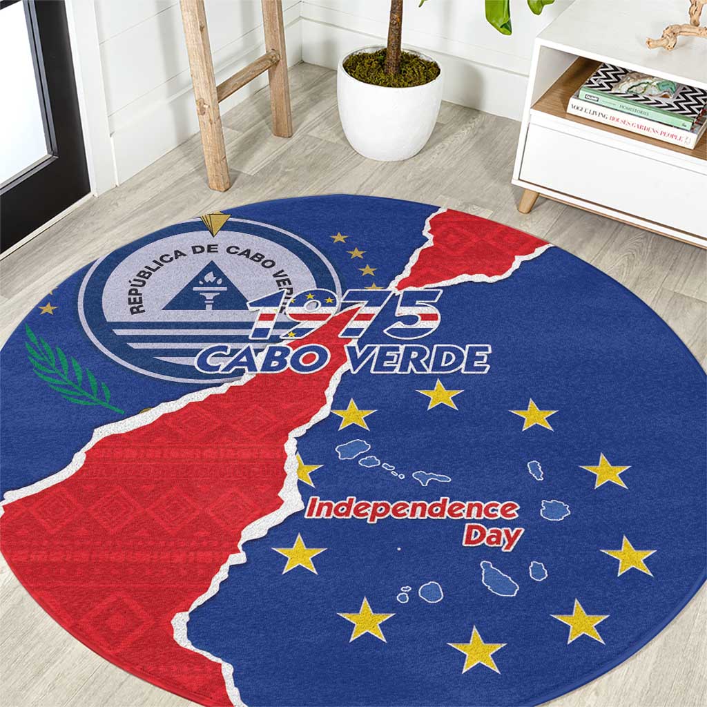 Happy Cape Verde Independence Day Round Carpet Coat Of Arms With Map