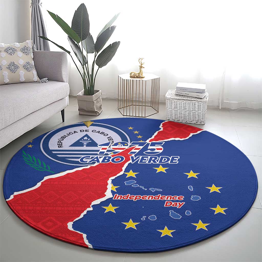 Happy Cape Verde Independence Day Round Carpet Coat Of Arms With Map