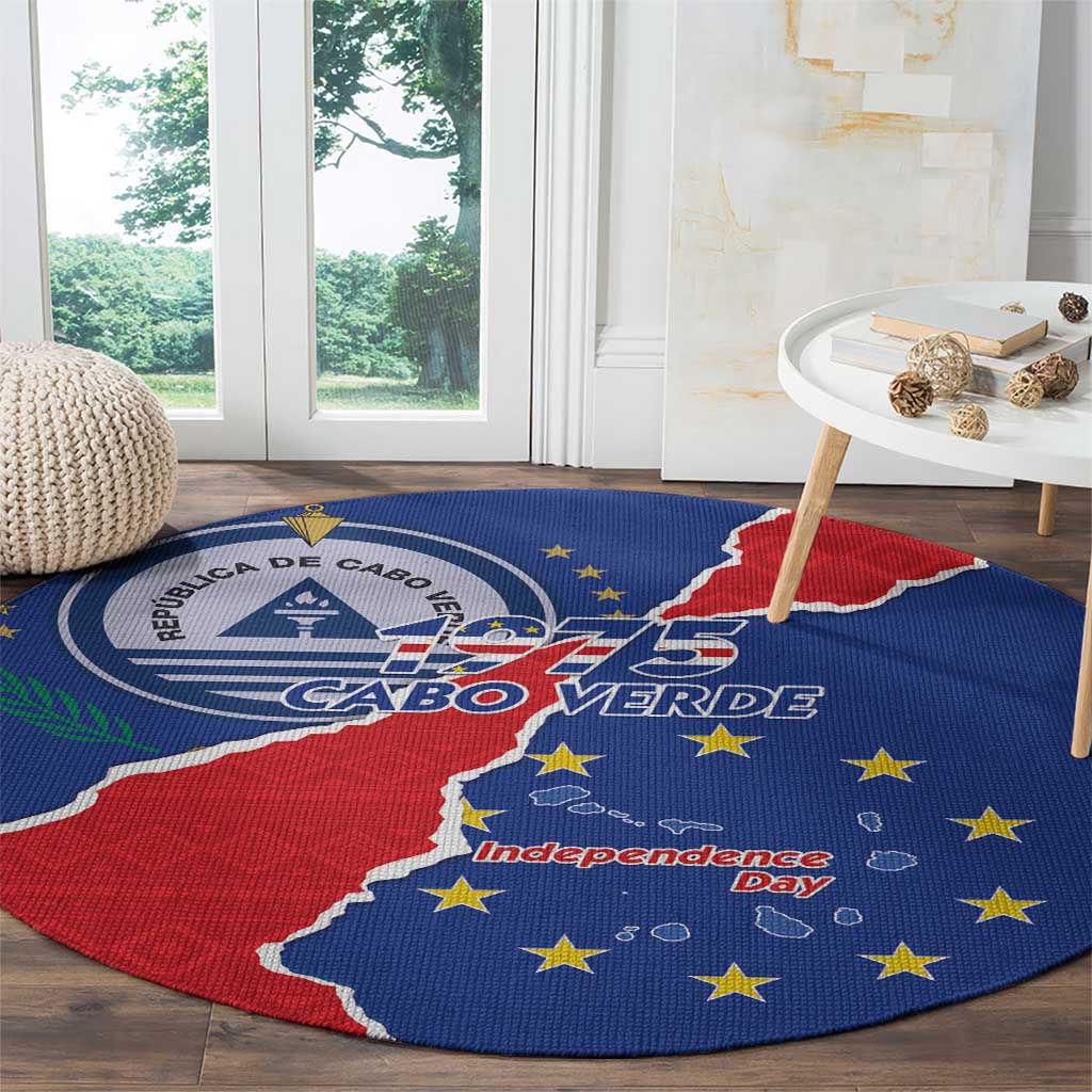 Happy Cape Verde Independence Day Round Carpet Coat Of Arms With Map
