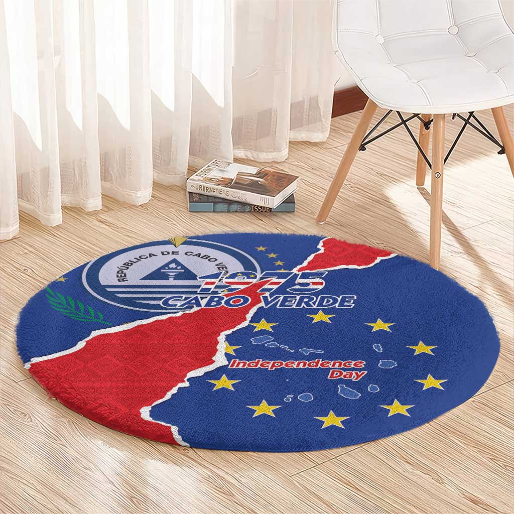 Happy Cape Verde Independence Day Round Carpet Coat Of Arms With Map