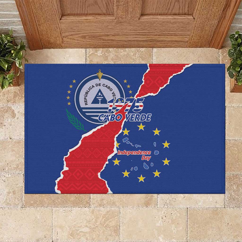 Happy Cape Verde Independence Day Rubber Doormat Coat Of Arms With Map