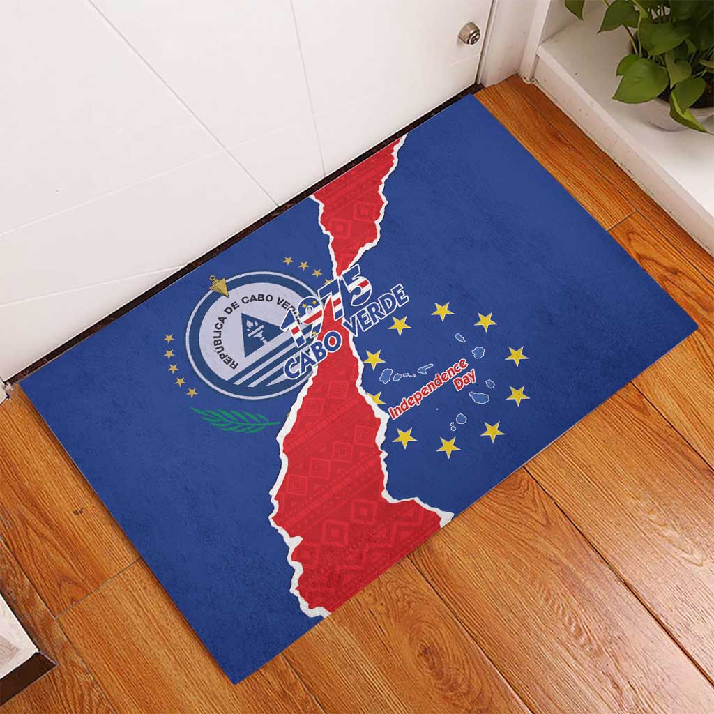 Happy Cape Verde Independence Day Rubber Doormat Coat Of Arms With Map