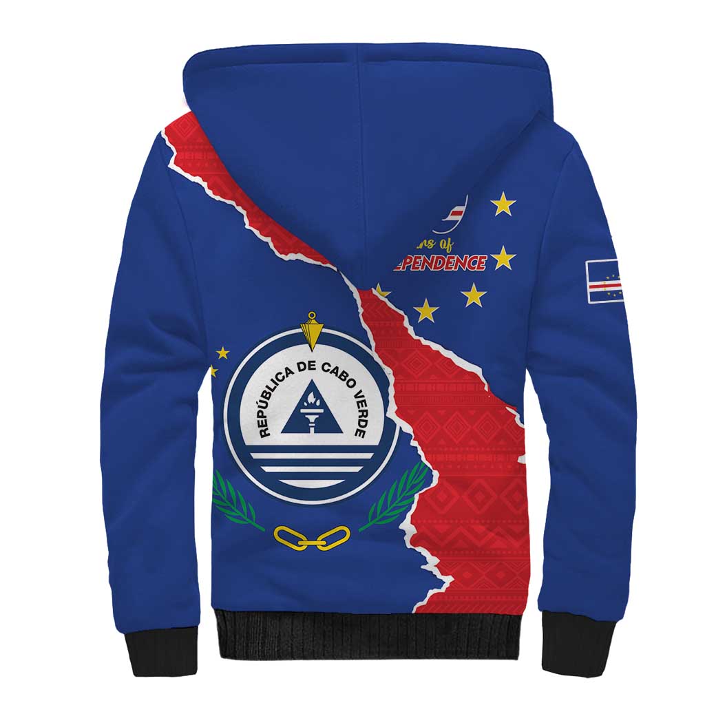 Happy Cape Verde Independence Day Sherpa Hoodie Coat Of Arms With Map