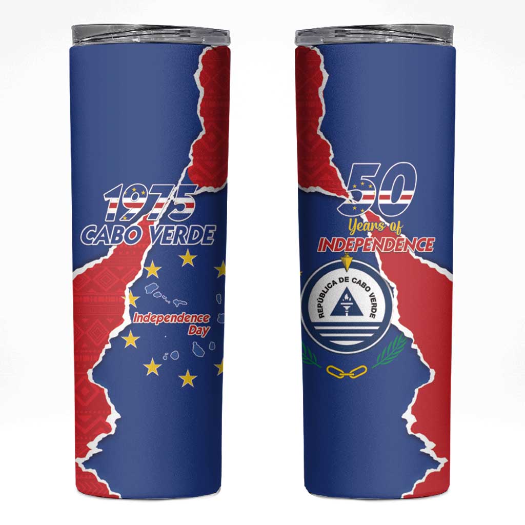 Happy Cape Verde Independence Day Skinny Tumbler Coat Of Arms With Map