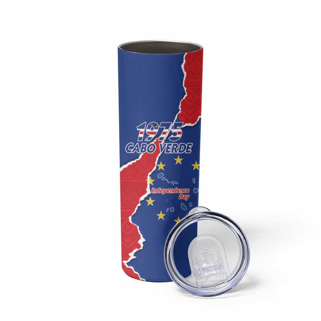 Happy Cape Verde Independence Day Skinny Tumbler Coat Of Arms With Map