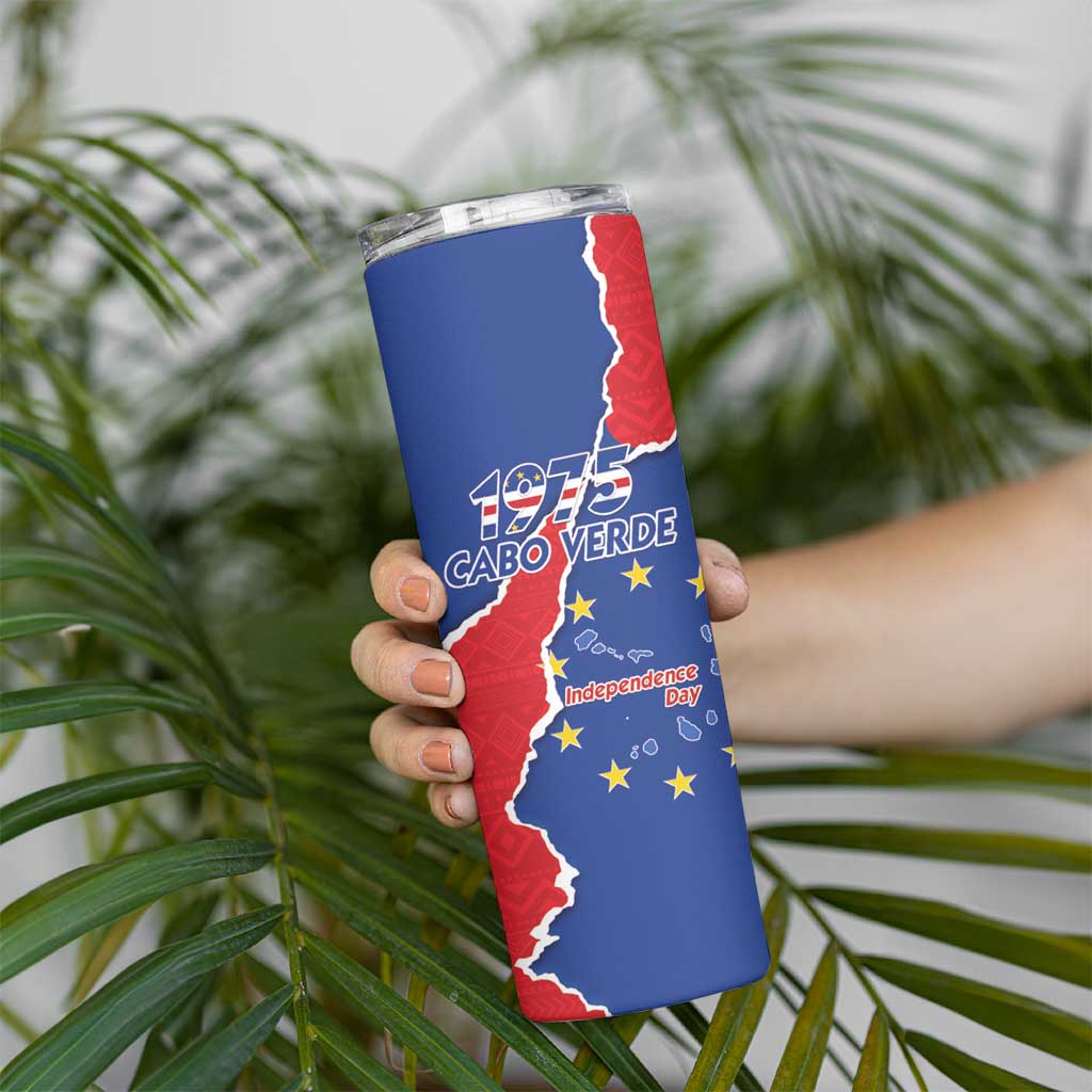 Happy Cape Verde Independence Day Skinny Tumbler Coat Of Arms With Map