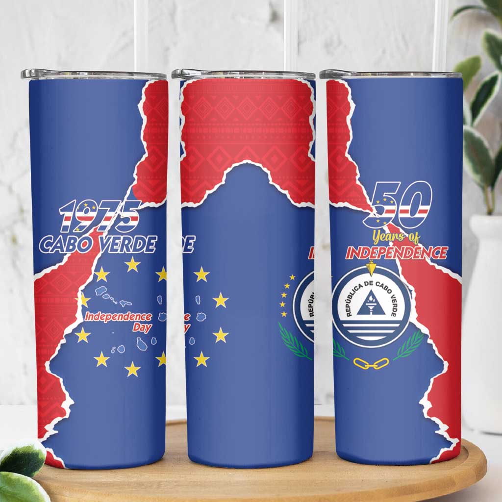 Happy Cape Verde Independence Day Skinny Tumbler Coat Of Arms With Map