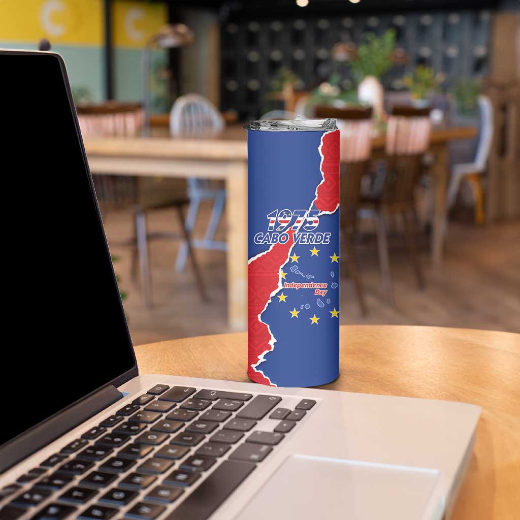 Happy Cape Verde Independence Day Skinny Tumbler Coat Of Arms With Map