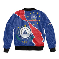 Happy Cape Verde Independence Day Sleeve Zip Bomber Jacket Coat Of Arms With Map