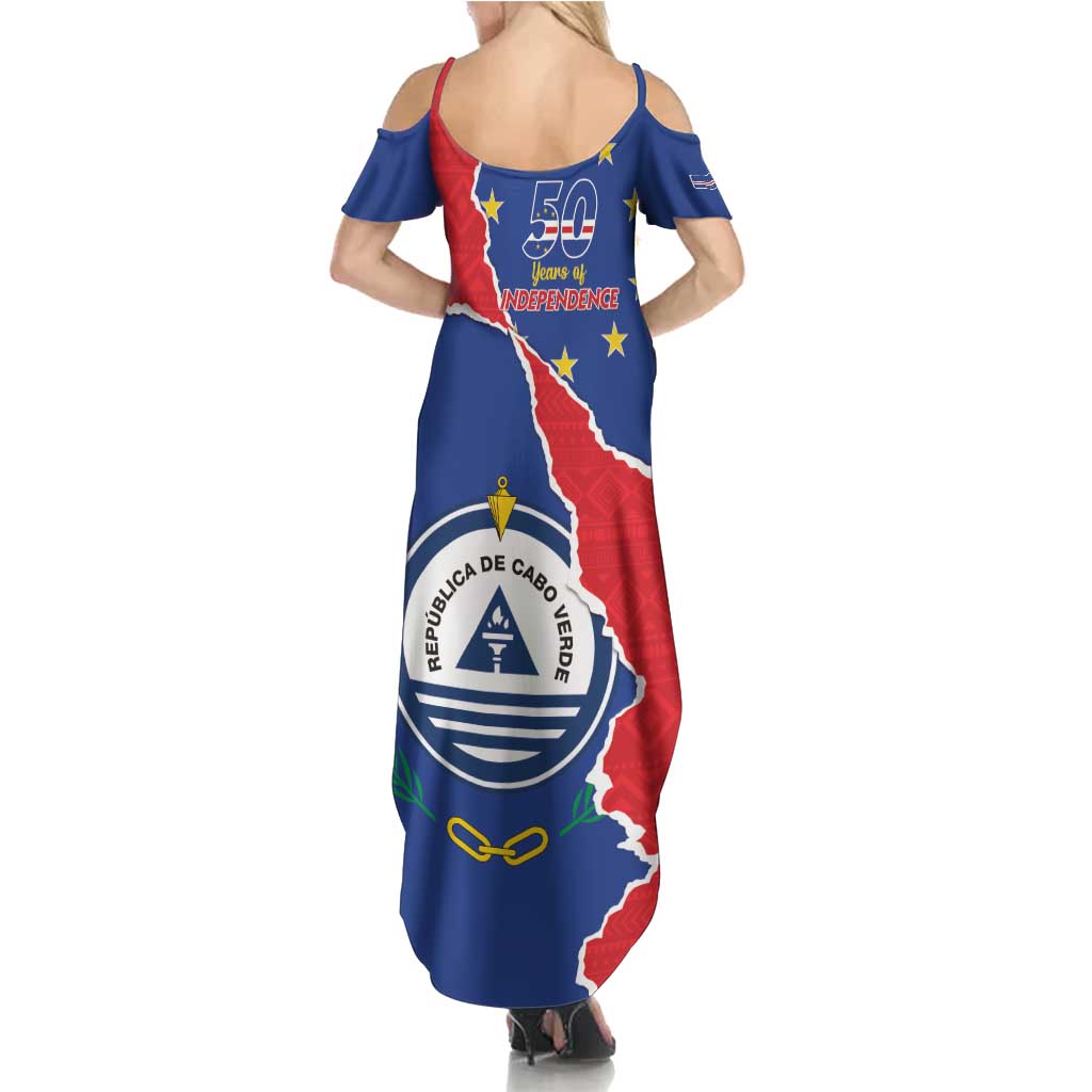 Happy Cape Verde Independence Day Summer Maxi Dress Coat Of Arms With Map