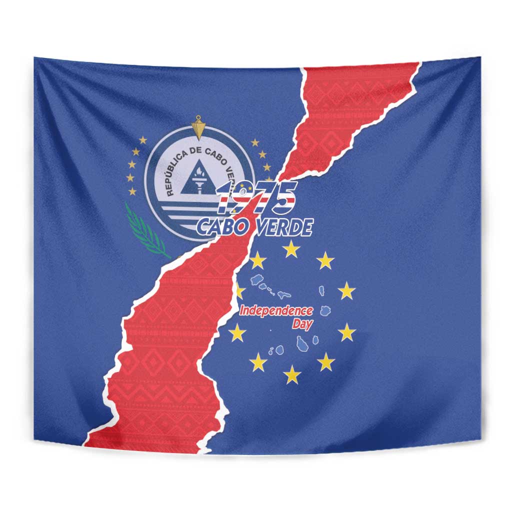 Happy Cape Verde Independence Day Tapestry Coat Of Arms With Map