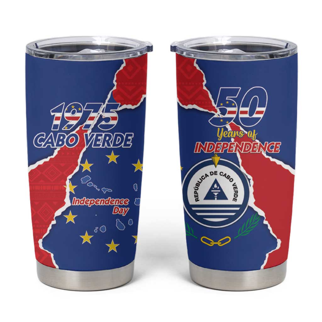 Happy Cape Verde Independence Day Tumbler Cup Coat Of Arms With Map
