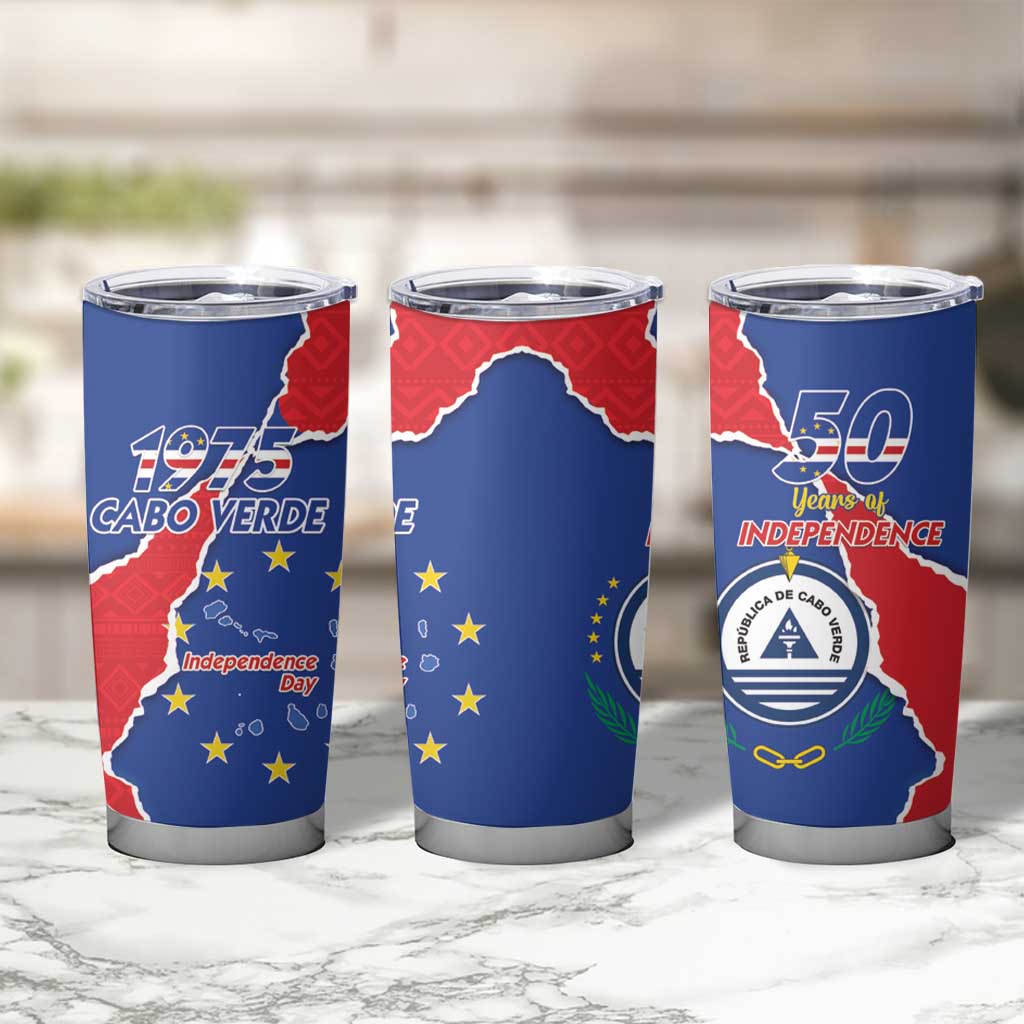Happy Cape Verde Independence Day Tumbler Cup Coat Of Arms With Map