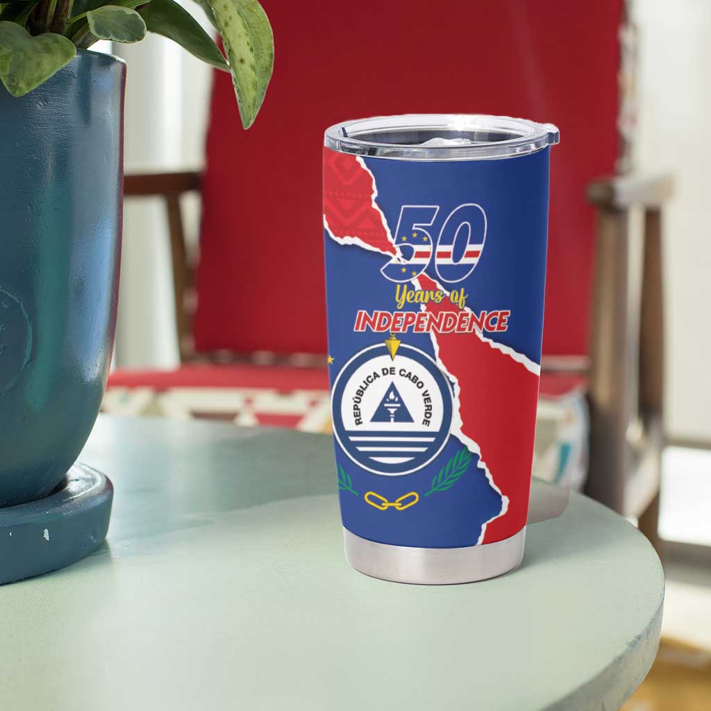 Happy Cape Verde Independence Day Tumbler Cup Coat Of Arms With Map