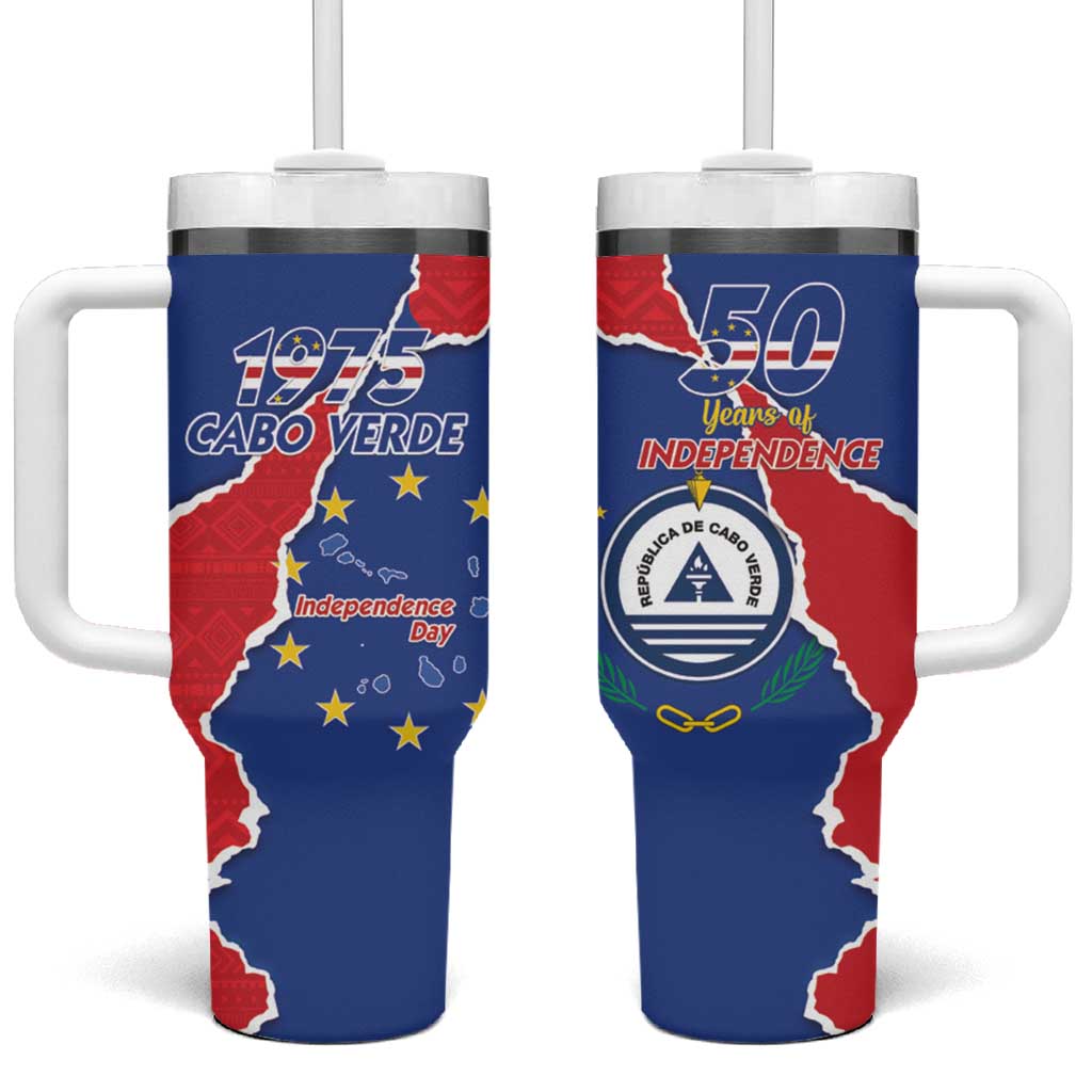 Happy Cape Verde Independence Day Tumbler With Handle Coat Of Arms With Map